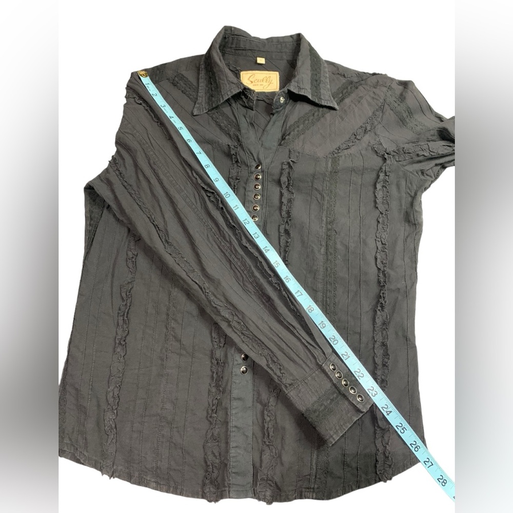 Scully Vintage Womens Small Black Pearl Snap Long Sleeve Western Shirt Blouse - Picture 7 of 12